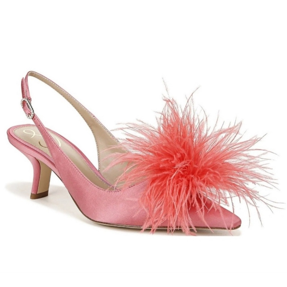Sam Edelman Elegant Pink Feathered Slingback Heels